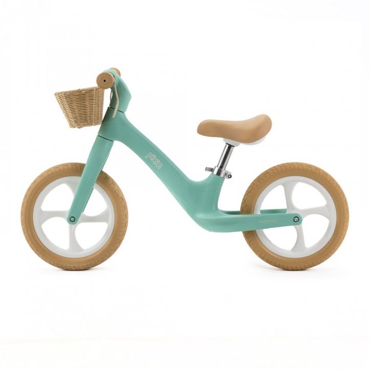 Bicicleta fara pedale pentru copii, Adamex Pixie, cu roti de 12 inch din spuma PU, cu cosulet, design retro, scaun reglabil, inaltime sezut 33-43 cm, sarcina maxima admisa 50 kg, 2-6 ani, Prestige Mint - 1 | YEO