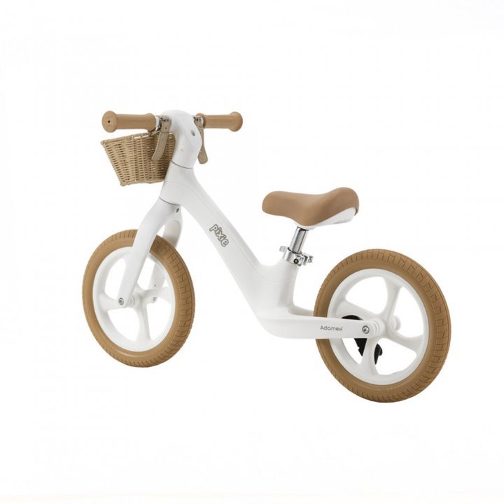 Bicicleta fara pedale pentru copii, Adamex Pixie, cu roti de 12 inch din spuma PU, cu cosulet, design retro, scaun reglabil, inaltime sezut 33-43 cm, sarcina maxima admisa 50 kg, 2-6 ani, Snow White - 3