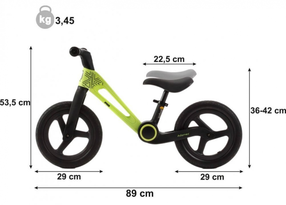 Bicicleta de echilibru pentru copii, Adamex Speed M8, pliabila, fara pedale, cu Saua reglabila si manere confortabile, 2-5 ani, pana la 35 kg, Black Onyx - 1 | YEO