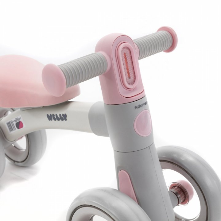 Bicicleta de echilibru pentru copii, Adamex Welly, cu 4 roti, 3 moduri de iluminare LED in ghidon, testata EN71, Grey Pink - 3