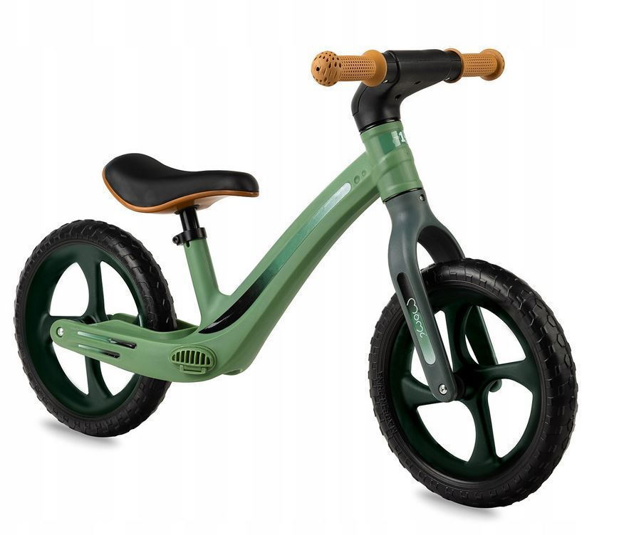 Bicicleta fara pedale Momi Mizo Khaki 12 inch, foarte usoara, roti din spuma EVA, scaun reglabil de la 33-40 cm, greutate maxima admisa 25 kg, de la 3 ani