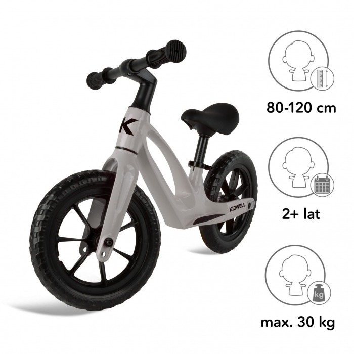 Bicicleta fara pedale, cadru magneziu, roti EVA, Kidwell Vito Gri - 4