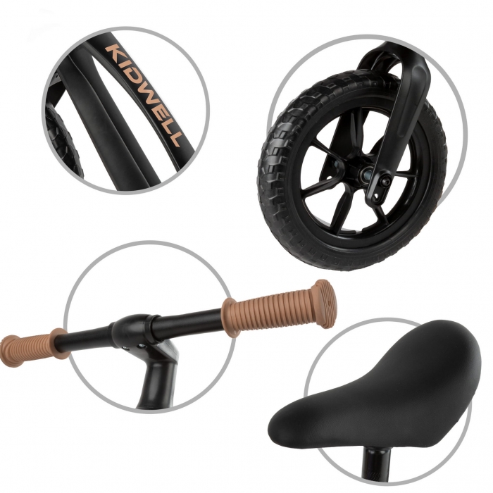 Bicicleta fara pedale, cadru magneziu, roti EVA, Kidwell Vito Negru - 2 | YEO