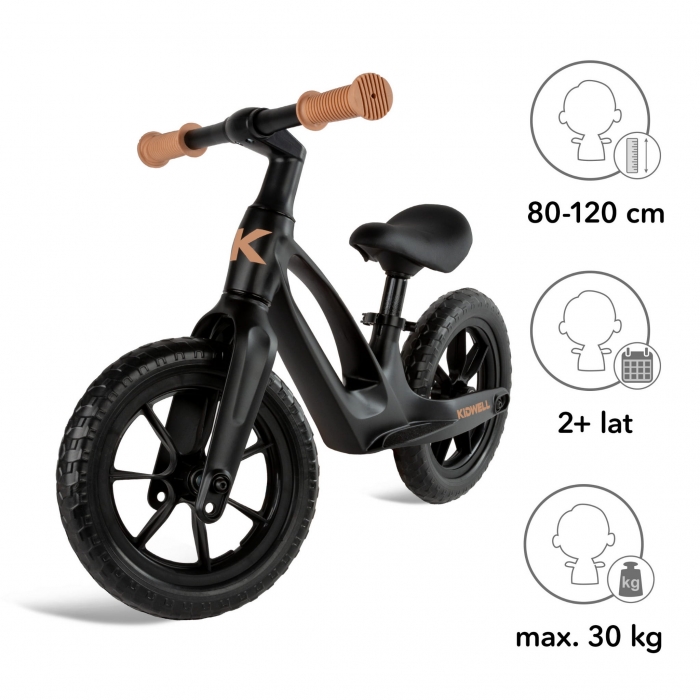 Bicicleta fara pedale, cadru magneziu, roti EVA, Kidwell Vito Negru - 4