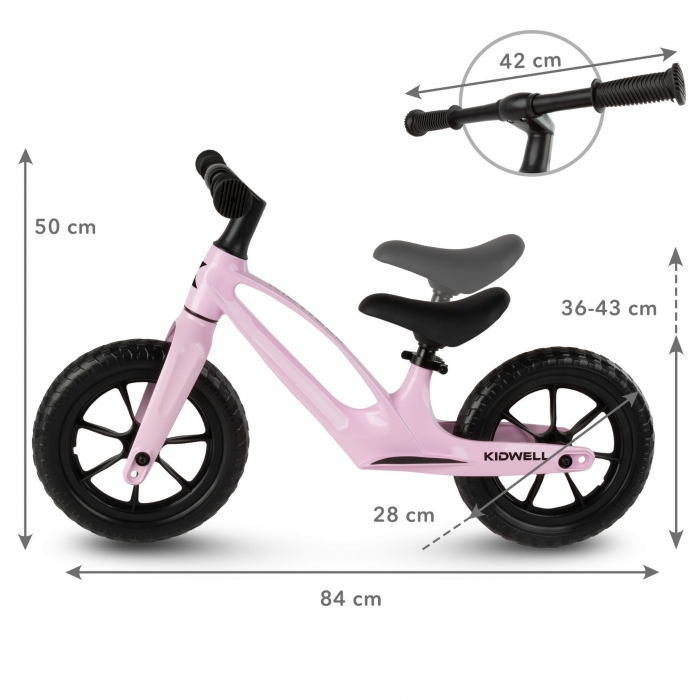 Bicicleta fara pedale, cadru magneziu, roti EVA, Kidwell Vito Roz - 7