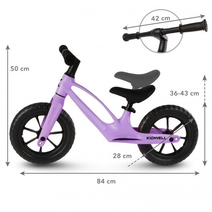 Bicicleta fara pedale, cadru magneziu, roti EVA, Kidwell Vito Violet - 7