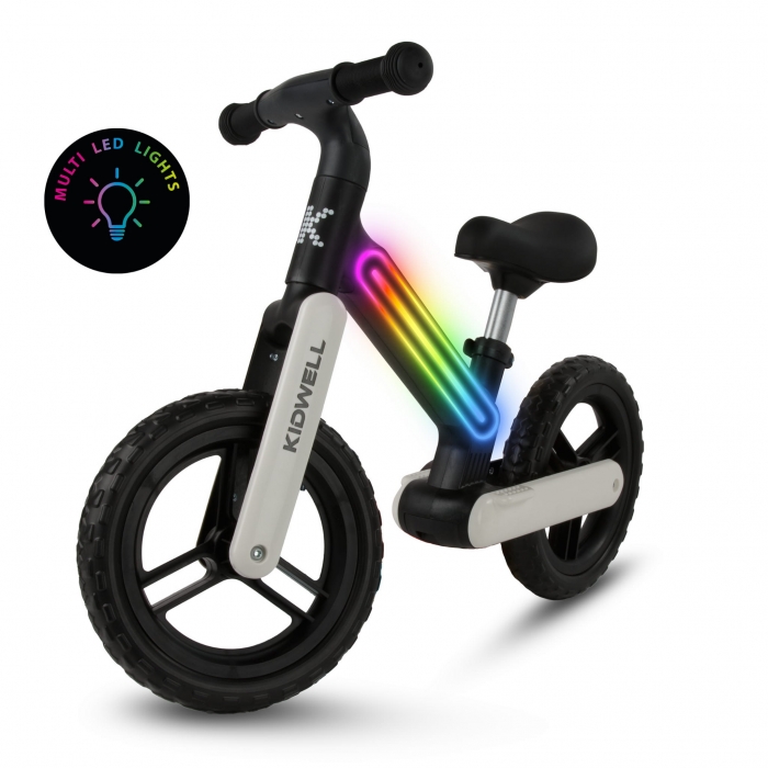 Bicicleta fara pedale, cadru nailon cu LED, roti EVA, Kidwell Suno Alb-Negru - 1 | YEO