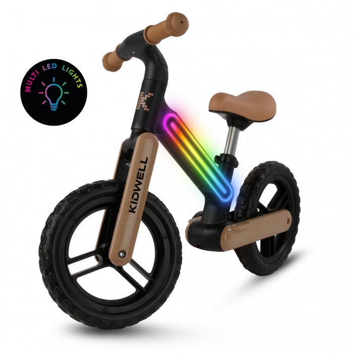 Bicicleta fara pedale, cadru nailon cu LED, roti EVA, Kidwell Suno Bej-Negru - 1 | YEO