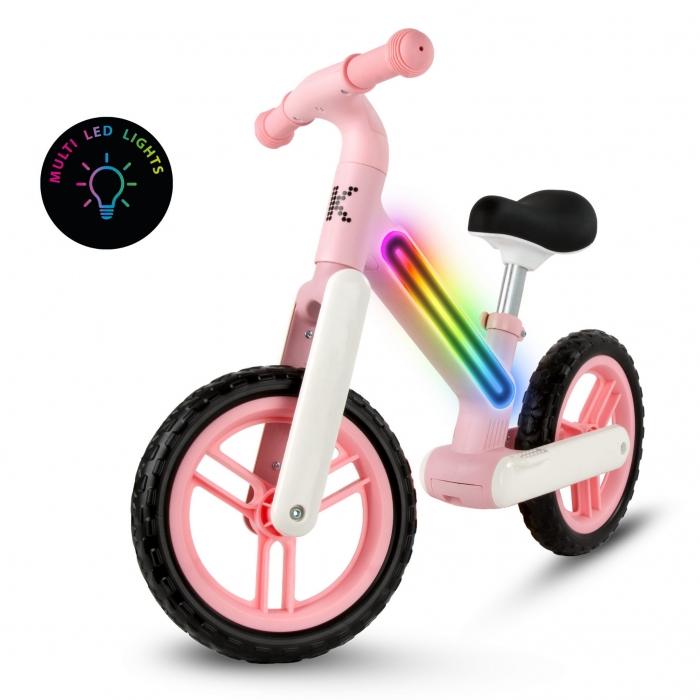 Bicicleta fara pedale, cadru nailon cu LED, roti EVA, Kidwell Suno Roz - 1 | YEO