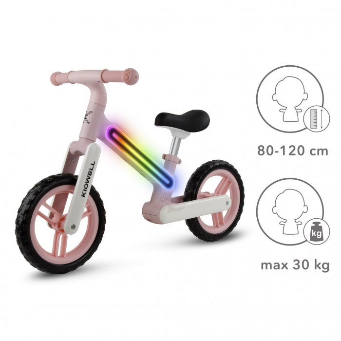 Bicicleta fara pedale, cadru nailon cu LED, roti EVA, Kidwell Suno Roz - 3 | YEO