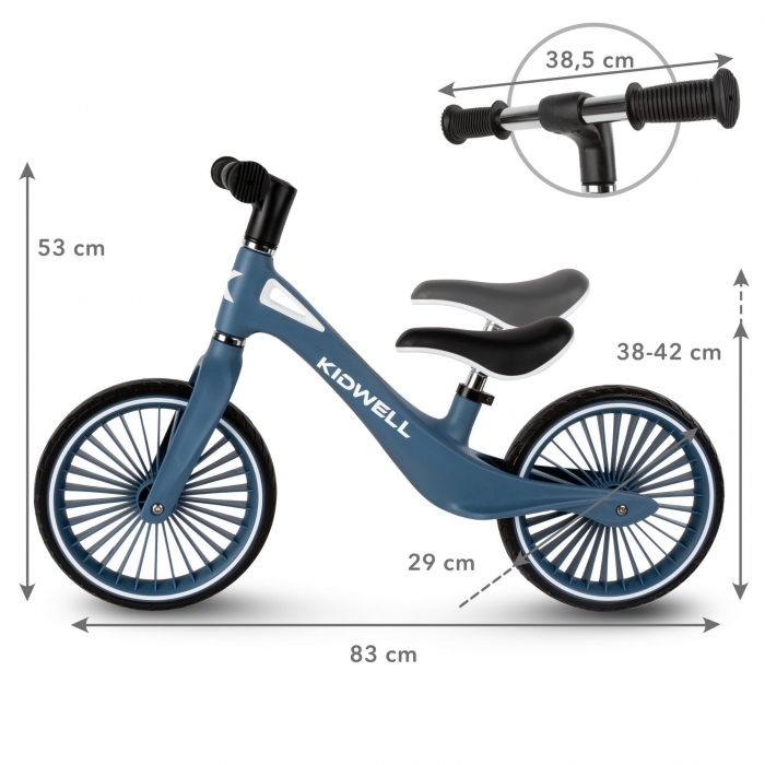 Bicicleta fara pedale, cadru nailon, roti PU, Kidwell NIX Bleumarin - 7