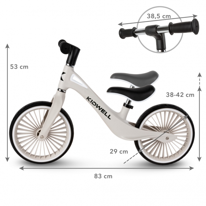 Bicicleta fara pedale, cadru nailon, roti PU, Kidwell NIX Gri - 8