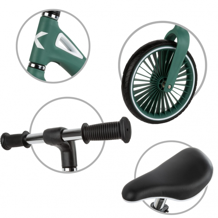 Bicicleta fara pedale, cadru nailon, roti PU, Kidwell NIX Verde - 2 | YEO