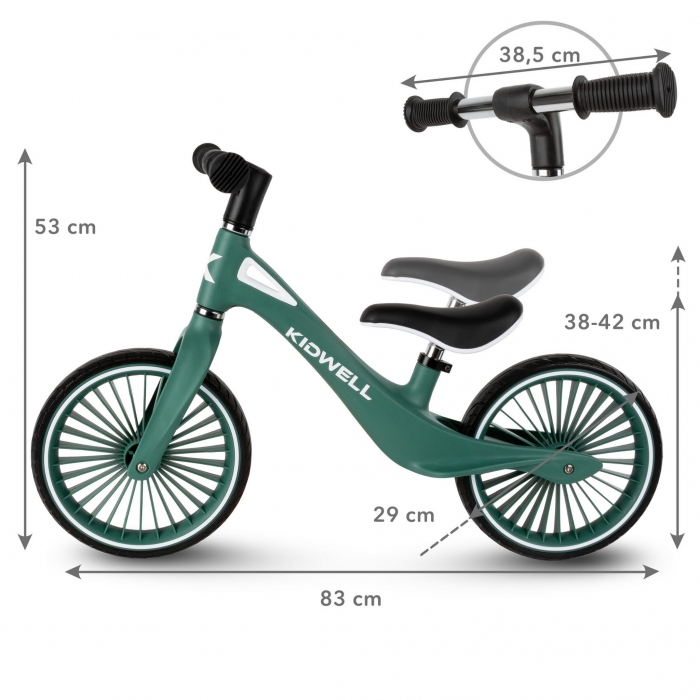 Bicicleta fara pedale, cadru nailon, roti PU, Kidwell NIX Verde - 7