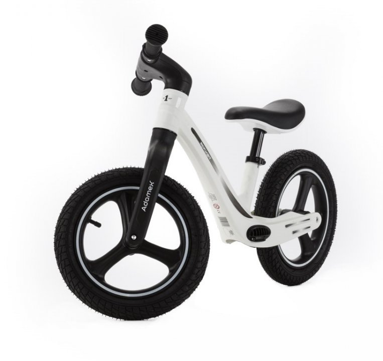Bicicleta fara pedale pentru copii, Adamex Rocket, cu roti gonflabile din cauciuc 12 inch, sezutul moale reglabil pe inaltime, sarcina maxima admisa 25 kg, omologata EN71, Pure White - 3