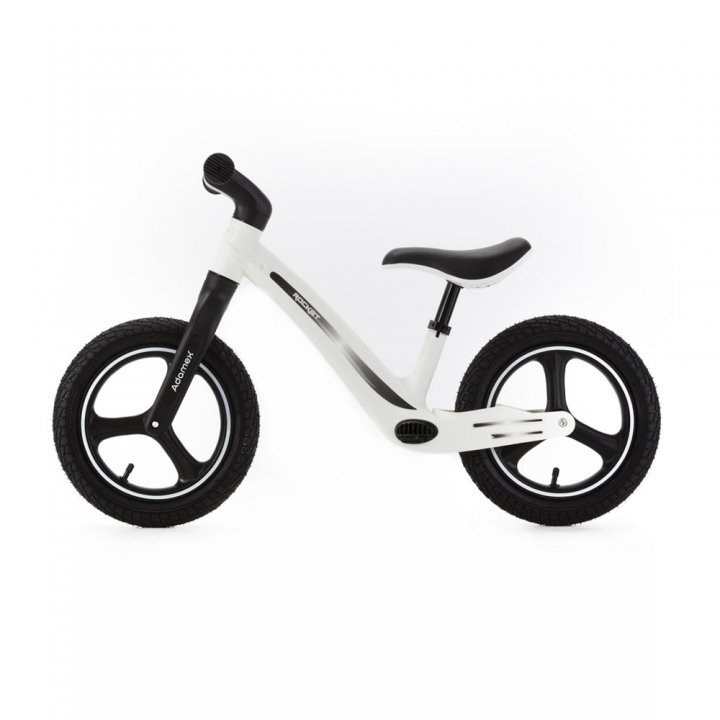 Bicicleta fara pedale pentru copii, Adamex Rocket, cu roti gonflabile din cauciuc 12 inch, sezutul moale reglabil pe inaltime, sarcina maxima admisa 25 kg, omologata EN71, Pure White - 1 | YEO