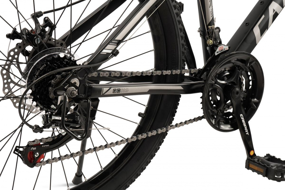 Bicicleta pentru copii MTB-HT Carpat Spartan C2499G NegruGri, roti 24 inch, aluminiu, 21 viteze, echipare Shimano, frane disc - 5