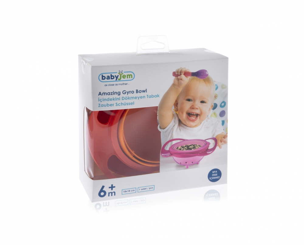 Bol multifunctional cu capac si rotire 360 grade BabyJem Amazing Bowl Gri