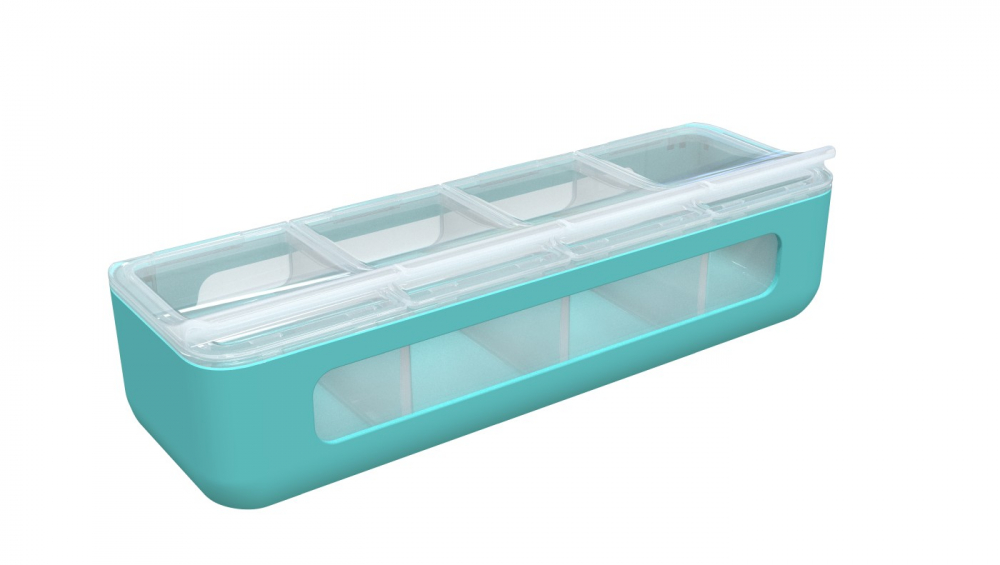 Recipient stocare Melii cu 4 compartimente blue