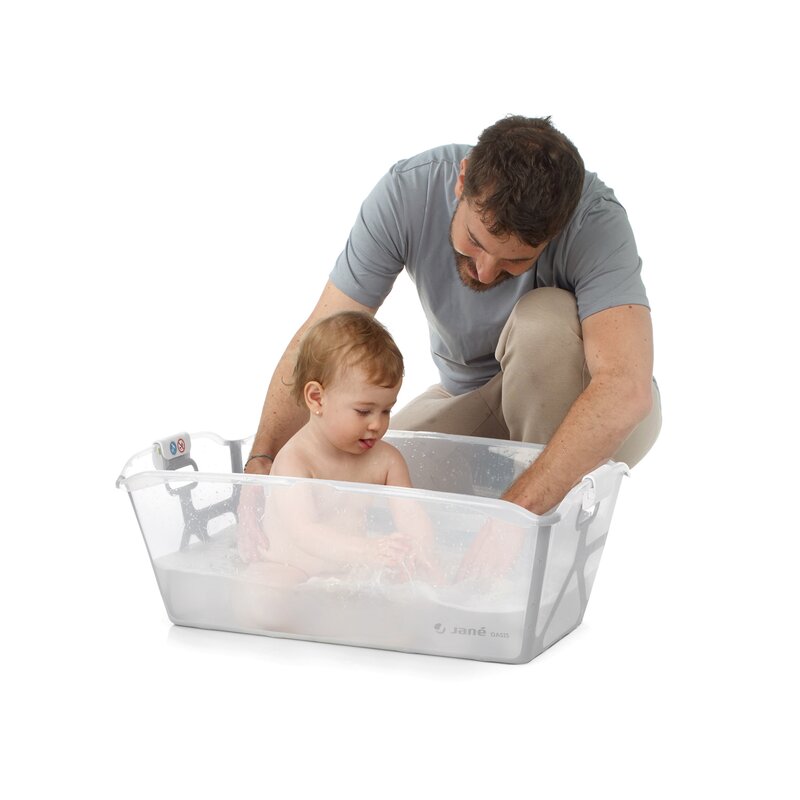 Cadita de baie Jane Oasis Pale cu pliere ultra-compacta, doua manere, 68 x 42 x 26 cm