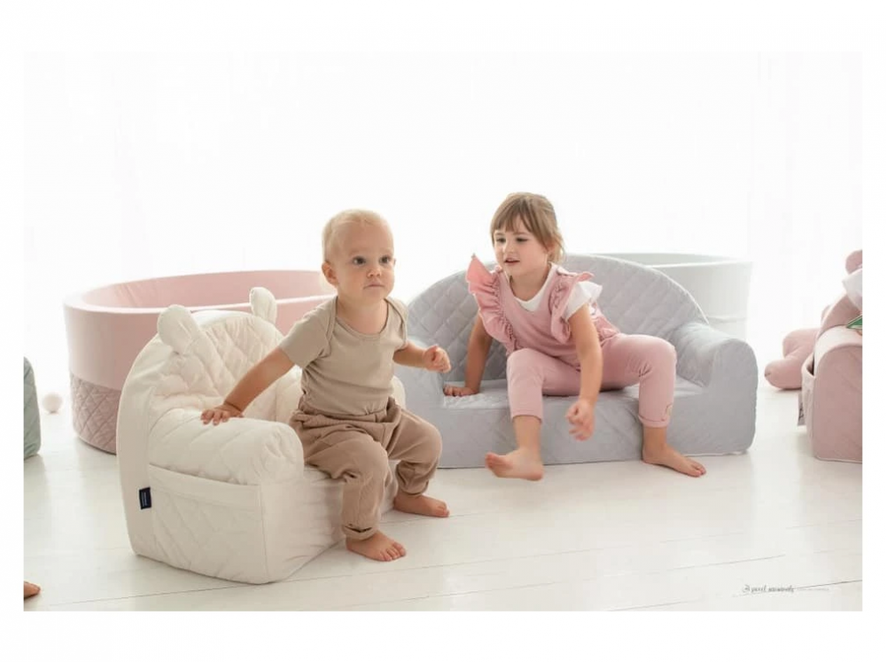 Canapea pentru copii Babysteps cu buzunare Gri velvet - 1
