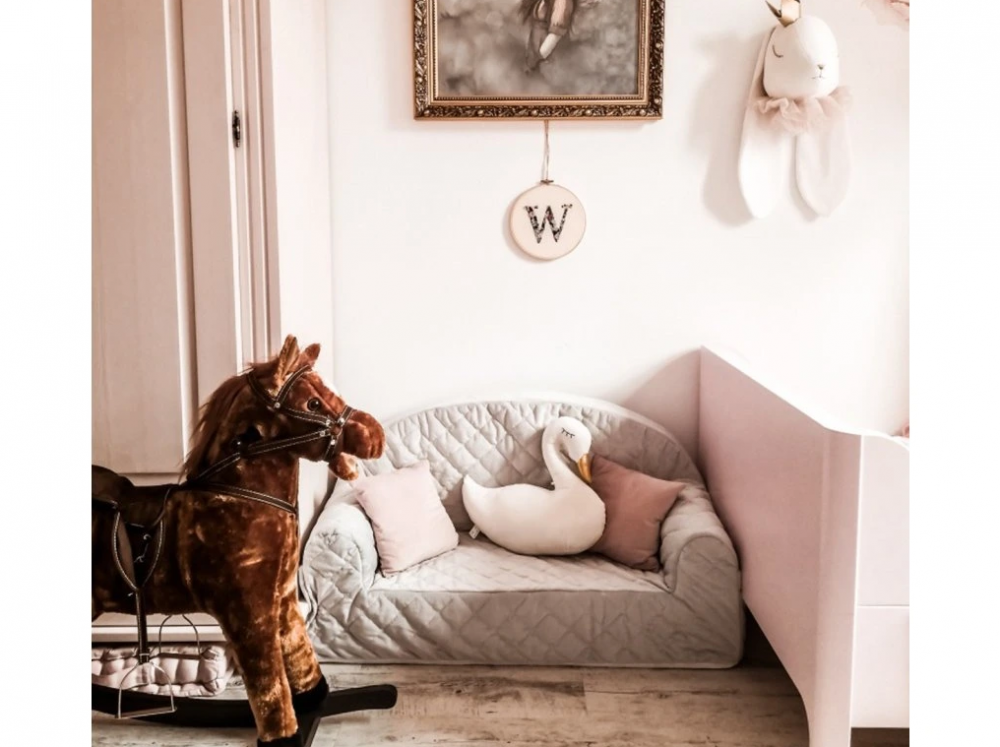 Canapea pentru copii Babysteps cu buzunare Gri velvet - 4