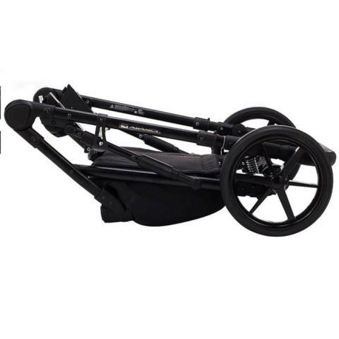 Carucior pentru copii 2 in 1, Adamex Lanti SD41, pliabil, landou cu salteluta, copertina reglabila, roti frontale pivotante 360, cu dubla suspensie si husa de ploaie inclusa, Full EcoLeather, Green  Black - 5