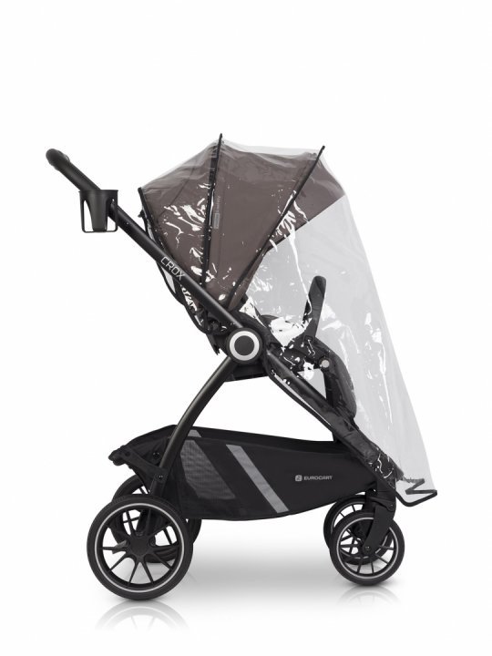 Carucior 2 in 1 pentru copii, Euro-Cart Crox, compus din doua piese distincte, cadrul de aluminiu, Roti mari, Scaun reversibil, capotina si husa de picioruse, cu Geanta si accesorii incluse, pana la 22 kg, Taupe