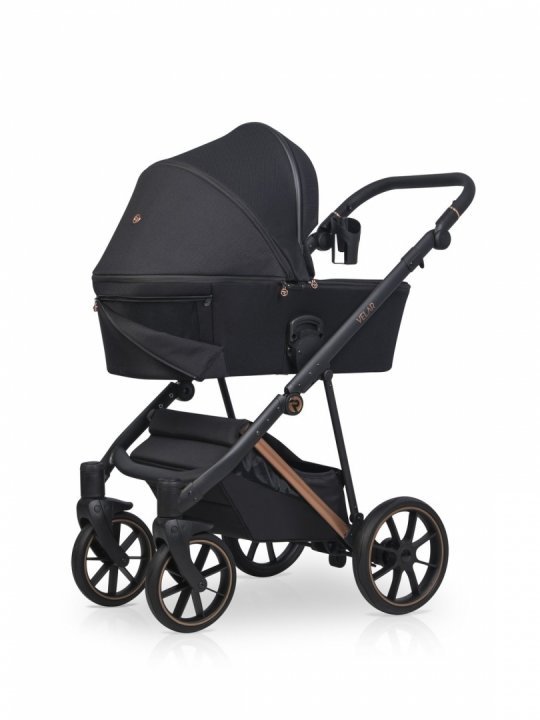 Carucior pentru copii 2 in 1 Riko Velar Magma Premium Line, cu suspensii, maner reglabil pe inaltime, geanta si accesorii incluse, pana la 22 kg, Negru - 2