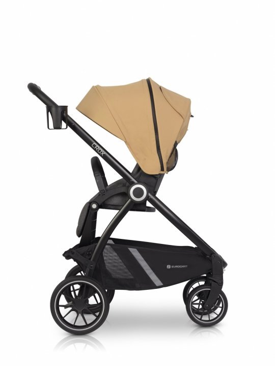 Carucior 2 in 1 pentru copii Euro-Cart Crox, compus din doua piese distincte, cadrul de aluminiu, Roti mari, Scaun reversibil, capotina si husa de picioruse, cu Geanta si accesorii incluse, pana la 22 kg, Camel - 2