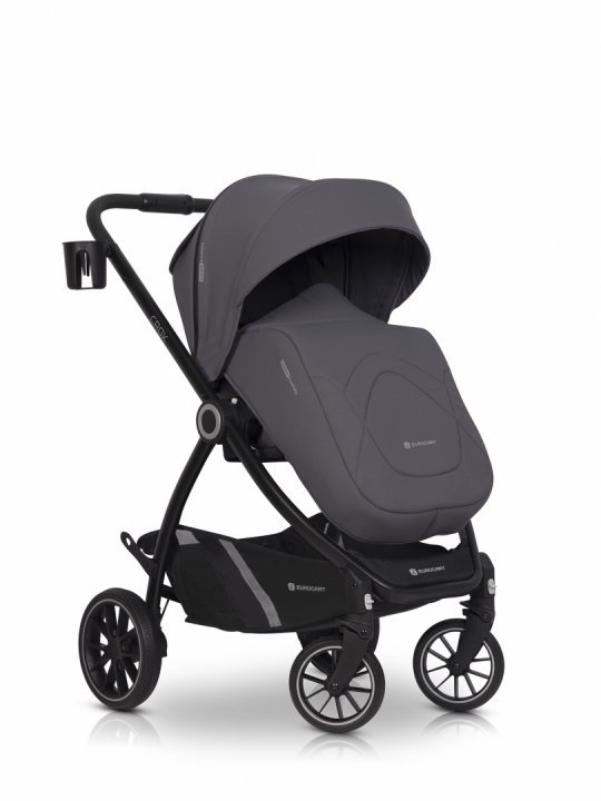 Carucior 2 in 1 pentru copii, Euro-Cart Crox, compus din doua piese distincte, cadrul de aluminiu, Roti mari, Scaun reversibil, capotina si husa de picioruse, cu Geanta si accesorii incluse, pana la 22 kg, Iron - 3