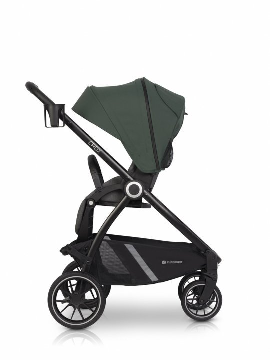 Carucior 2 in 1 pentru copii Euro-Cart Crox, compus din doua piese distincte, cadrul de aluminiu, Roti mari, Scaun reversibil, capotina si husa de picioruse, cu Geanta si accesorii incluse, pana la 22 kg, Jungle - 2