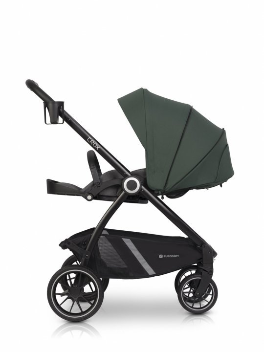 Carucior 2 in 1 pentru copii Euro-Cart Crox, compus din doua piese distincte, cadrul de aluminiu, Roti mari, Scaun reversibil, capotina si husa de picioruse, cu Geanta si accesorii incluse, pana la 22 kg, Jungle - 3