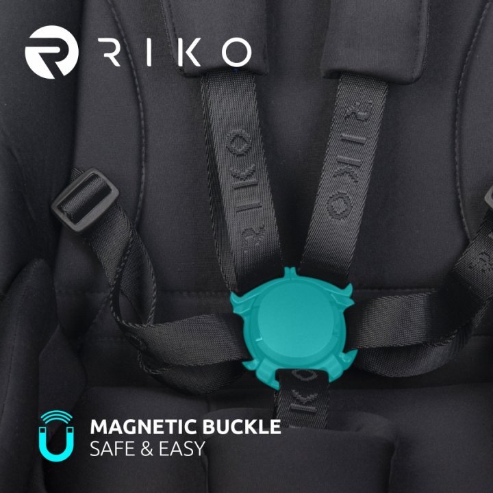 Carucior 4 in 1 pentru copii, Riko Velar Magma Premium Line, cu parte sport, scoica auto testata ADAC, i-Size omologat R129, cu baza isofix, accesorii incluse, pana la 22 kg, Negru - 2