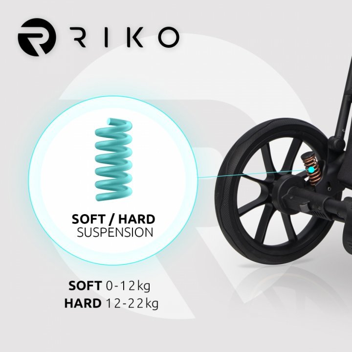 Carucior 4 in 1 pentru copii, Riko Velar Magma Premium Line, cu parte sport, scoica auto testata ADAC, i-Size omologat R129, cu baza isofix, accesorii incluse, pana la 22 kg, Negru - 3
