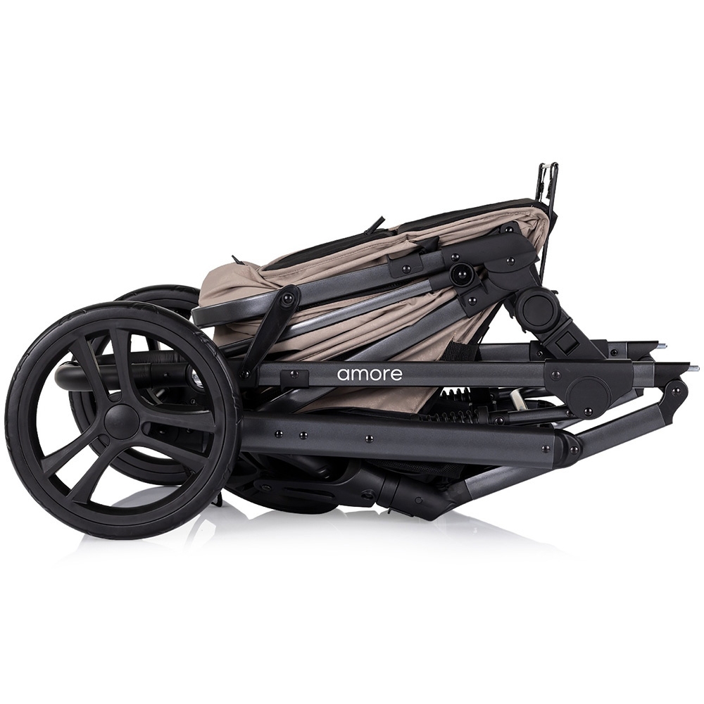 Carucior pentru copii Chipolino Amore Tiramisu 3 in 1 transformabil, cu suspensii, spatar reglabil, husa de picioare, gentuta si suport pahar - 2