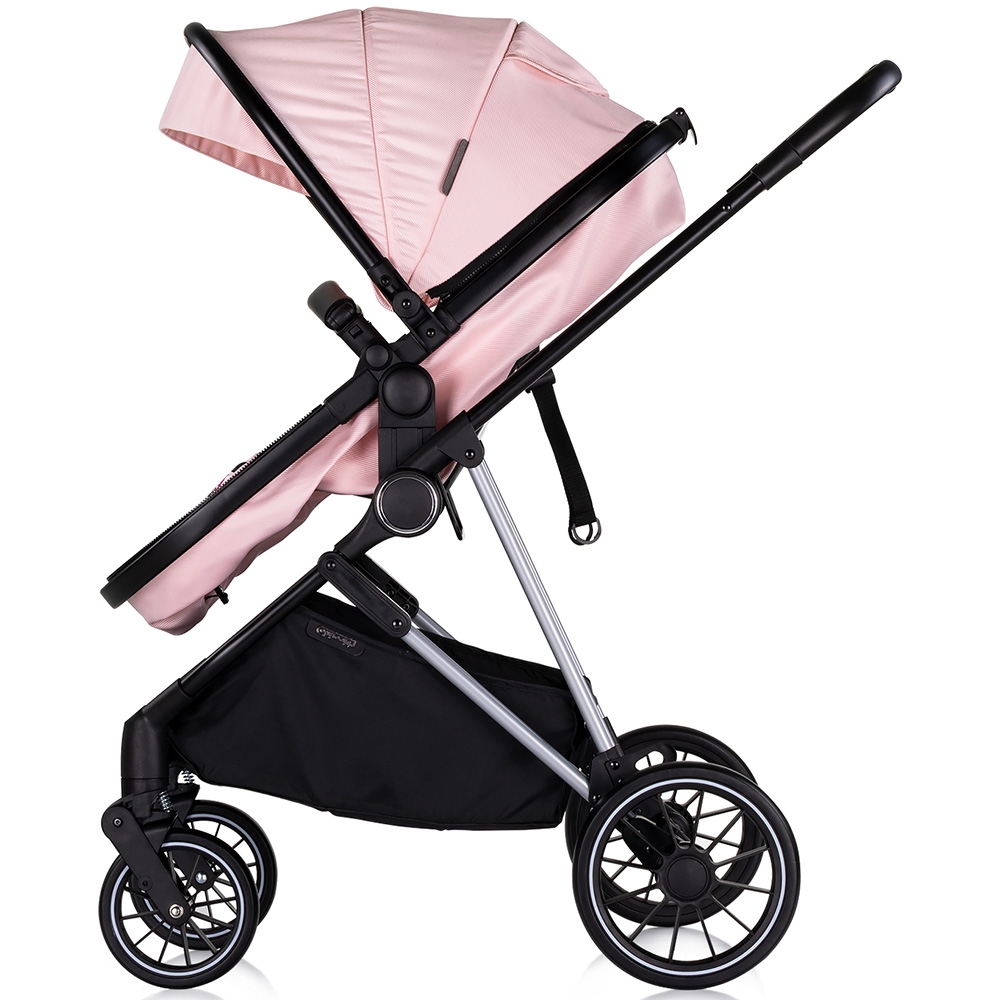 Carucior pentru copii Chipolino Aura 3 in 1 pink marshmallow tranformabil, spatar reglabil, Suspensii, Maner reglabil, accesorii incluse - 7