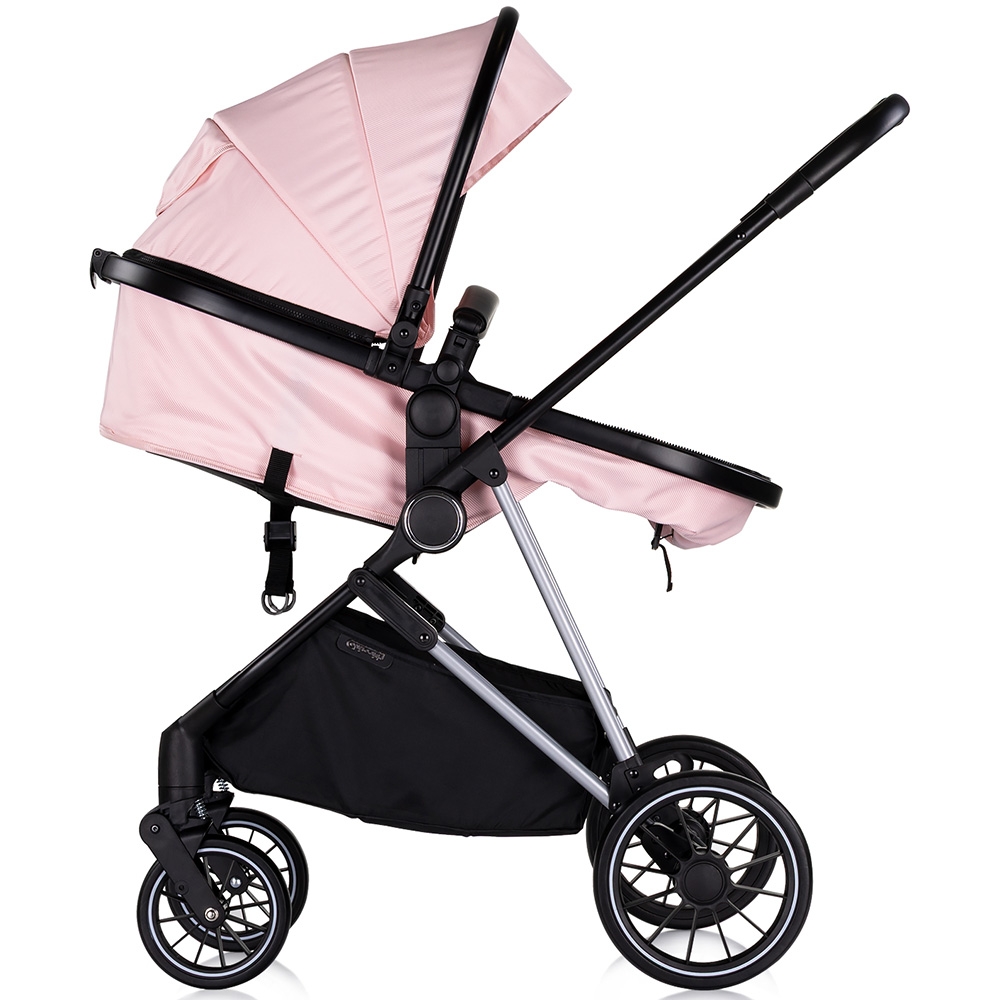 Carucior pentru copii Chipolino Aura 3 in 1 pink marshmallow tranformabil, spatar reglabil, Suspensii, Maner reglabil, accesorii incluse - 8