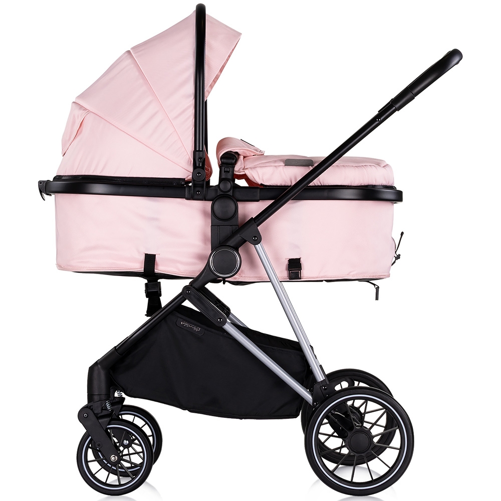 Carucior pentru copii Chipolino Aura 3 in 1 pink marshmallow tranformabil, spatar reglabil, Suspensii, Maner reglabil, accesorii incluse - 9