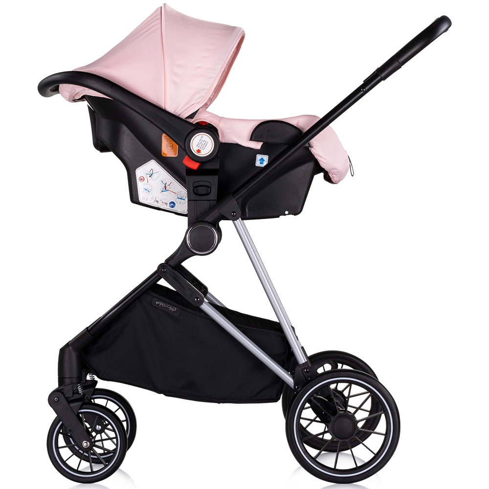 Carucior pentru copii Chipolino Aura 3 in 1 pink marshmallow tranformabil, spatar reglabil, Suspensii, Maner reglabil, accesorii incluse - 10