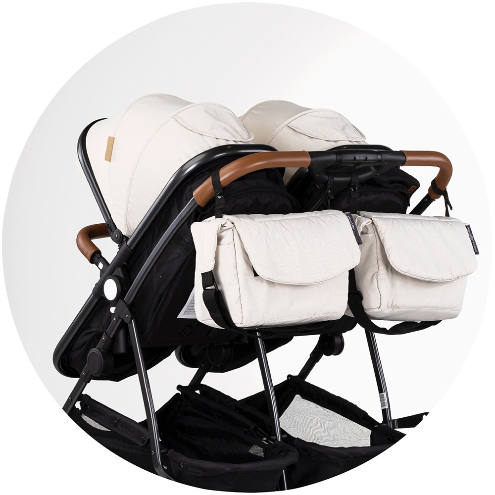 Carucior gemeni Chipolino Duo Smart 3 in 1 biscotta, Cadru aluminiu, pliere compacta, Suspensii si frana, Spartar reglabil, accesorii incluse - 5