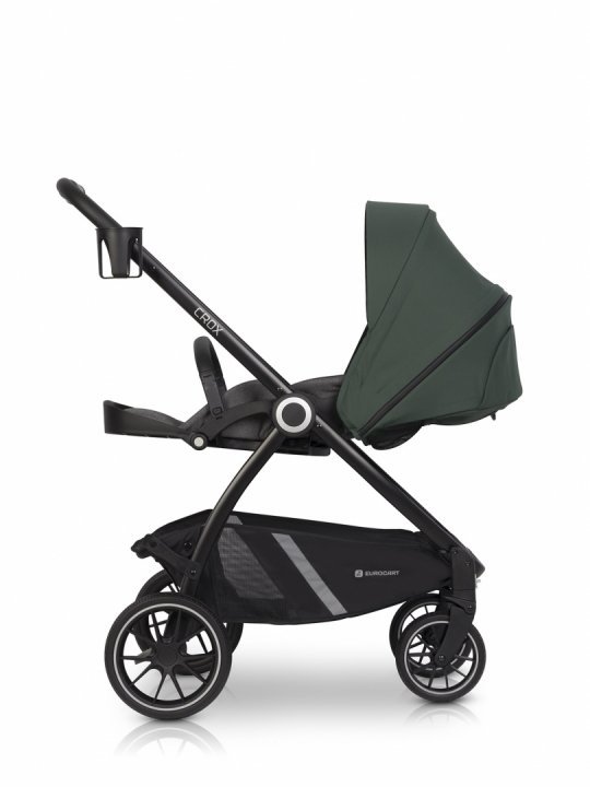 Carucior pentru nou nascut Euro-Cart Crox, cu cadrul de aluminiu, pliere compacta, scaun reversibil, cu 3 nivele de ajustare a spatarului, capotina si husa de picioruse, roti cu suspensii, pana la 22 kg, Jungle - 4