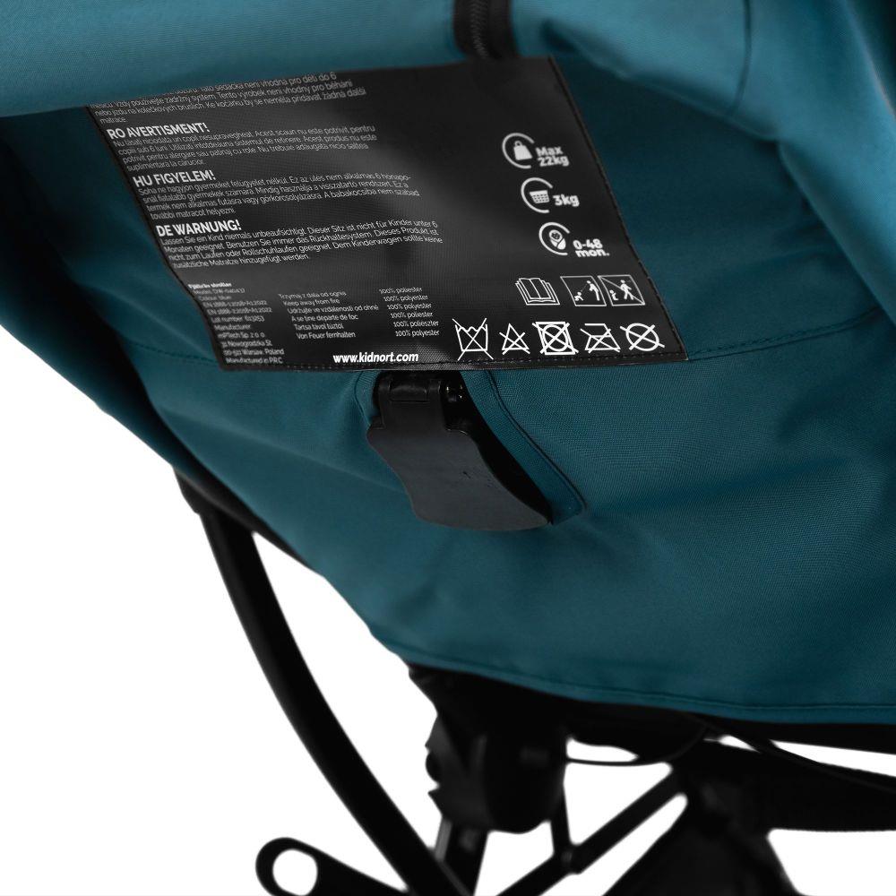 Carucior pentru copii, Kidnort Fjallrav Albastru, cu pliere compacta, suspensie integrala, spatar si viziera reglabile, pana la 22 kg, accesorii incluse, suport pentru pahar, husa transport - 1