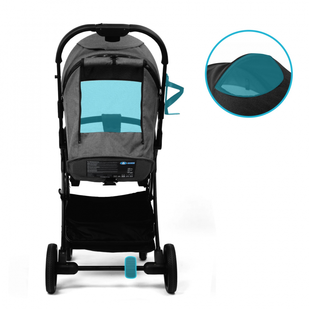 Carucior pentru copii, Kidnort Fjallrav Black, cu pliere compacta, suspensie integrala, spatar si viziera reglabile, pana la 22 kg, accesorii incluse, suport pentru pahar, husa transport - 3