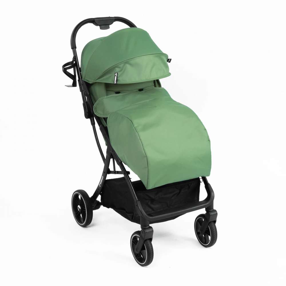 Carucior pentru copii Kidnort Fjallrav Verde, cu pliere ultracompacta, suspensie integrala, spatar si viziera reglabile, pana la 22 kg, accesorii incluse, suport pentru pahar, husa transport - 1