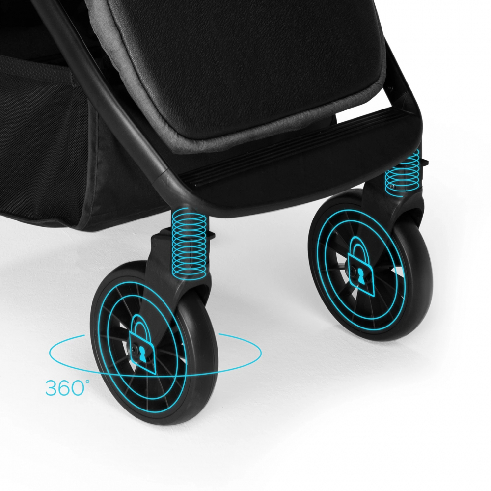 Carucior pentru copii Kidnort Fjallrav Verde, cu pliere ultracompacta, suspensie integrala, spatar si viziera reglabile, pana la 22 kg, accesorii incluse, suport pentru pahar, husa transport - 2