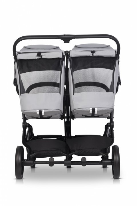 Carucior pentru copii gemeni, EasyGo Echo 2 in 1, omologat EN1888, Pliabil, cu Landouri textile, copertine independente reglabile si detasabile, suspensii, spatar reglabil, cu 2 huse de picioruse incluse, Cloud Gray - 2