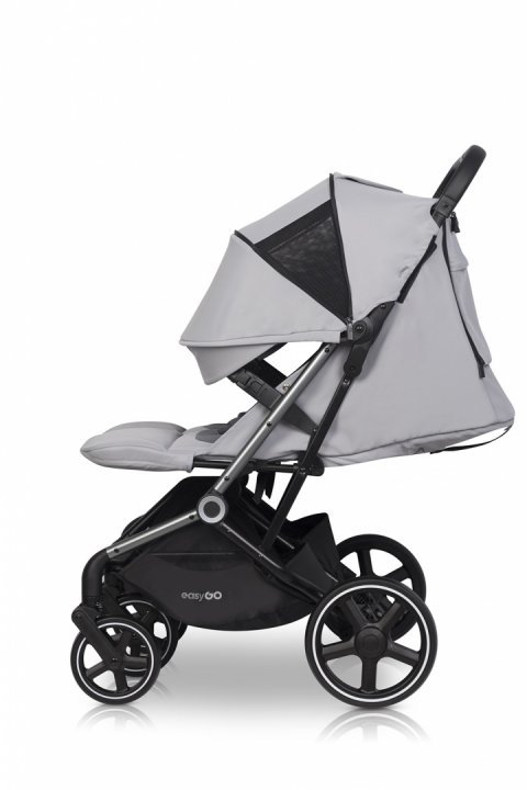 Carucior pentru copii gemeni, EasyGo Echo 2 in 1, omologat EN1888, Pliabil, cu Landouri textile, copertine independente reglabile si detasabile, suspensii, spatar reglabil, cu 2 huse de picioruse incluse, Cloud Gray - 3