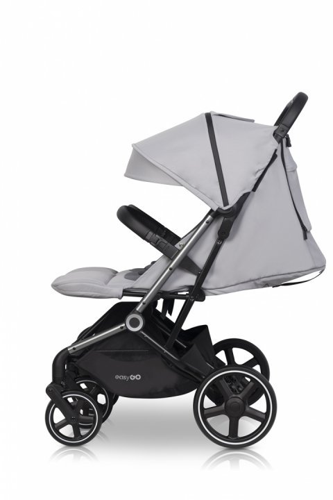 Carucior pentru copii gemeni, EasyGo Echo 2 in 1, omologat EN1888, Pliabil, cu Landouri textile, copertine independente reglabile si detasabile, suspensii, spatar reglabil, cu 2 huse de picioruse incluse, Cloud Gray - 4