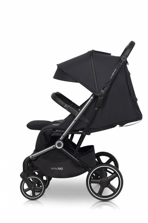 Carucior pentru copii gemeni, EasyGo Echo 2 in 1, omologat EN1888, Pliabil, cu Landouri textile, copertine independente reglabile si detasabile, suspensii, spatar reglabil, cu 2 huse de picioruse incluse, Ebony Black - 2